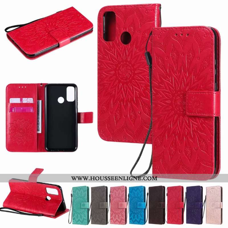 Housse Huawei P Smart 2020 Cuir Téléphone Portable Carte Coque Incassable Bleu Étui
