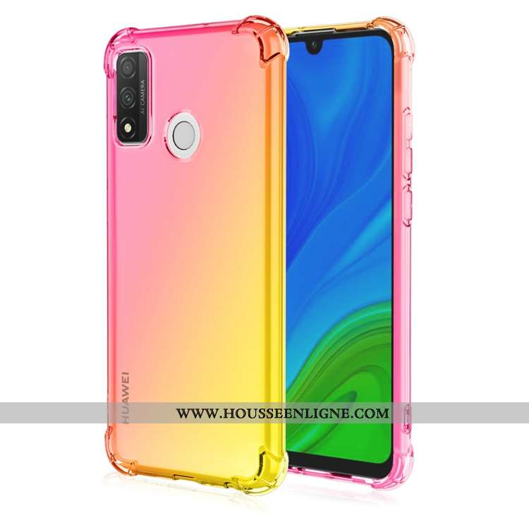 Housse Huawei P Smart 2020 Fluide Doux Incassable Étui Téléphone Portable Dégradé Pu Ballon Jaune