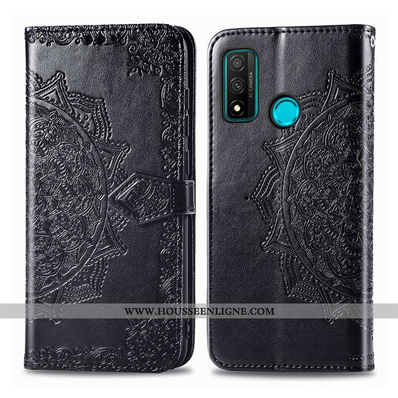 Housse Huawei P Smart 2020 Gaufrage Cuir Coque Étui Clamshell Gris Téléphone Portable