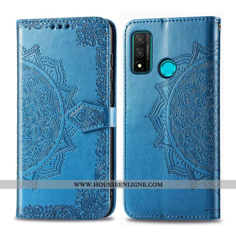 Housse Huawei P Smart 2020 Gaufrage Cuir Coque Étui Clamshell Gris Téléphone Portable