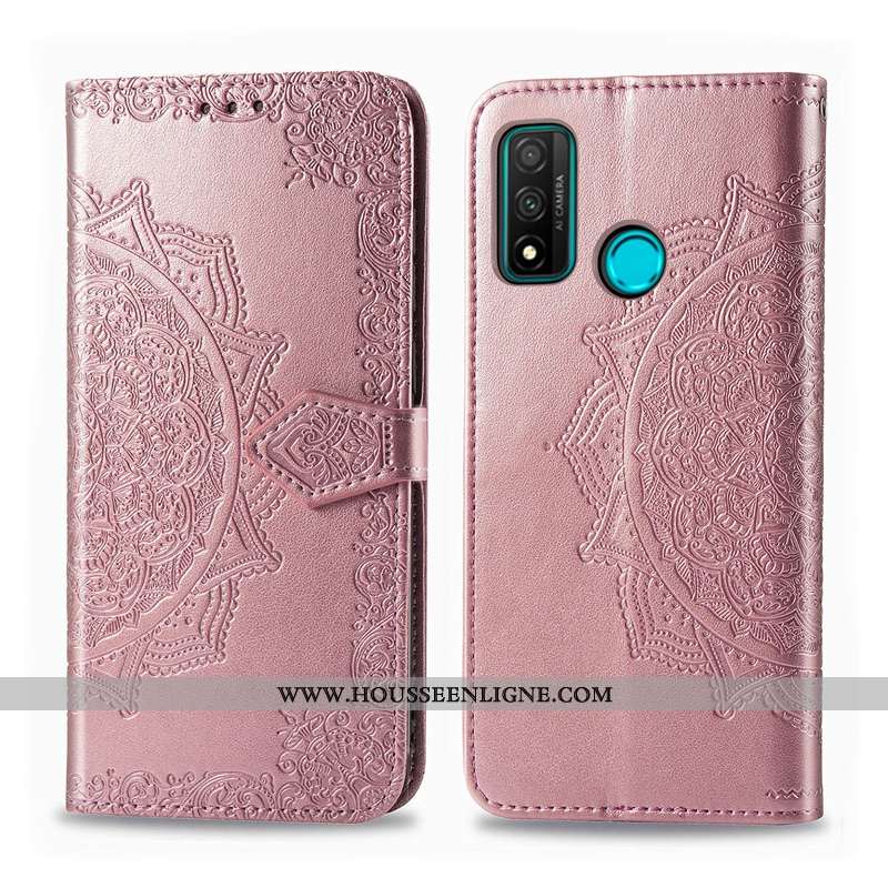 Housse Huawei P Smart 2020 Gaufrage Cuir Coque Étui Clamshell Gris Téléphone Portable