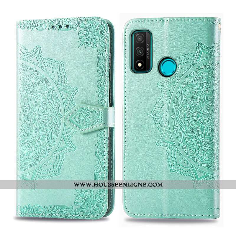 Housse Huawei P Smart 2020 Gaufrage Cuir Coque Étui Clamshell Gris Téléphone Portable