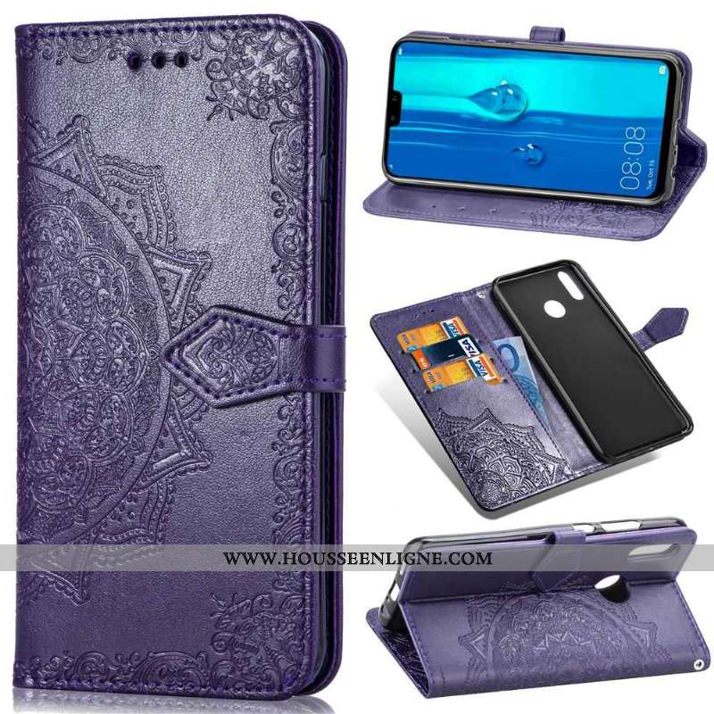 Housse Huawei P Smart+ 2020 Gaufrage Cuir Coque Étui Téléphone Portable Ornements Suspendus Noir