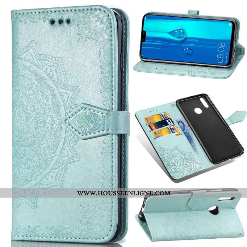 Housse Huawei P Smart+ 2020 Gaufrage Cuir Coque Étui Téléphone Portable Ornements Suspendus Noir