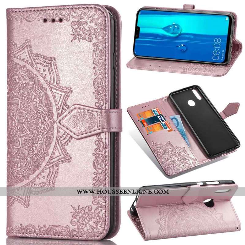 Housse Huawei P Smart+ 2020 Gaufrage Cuir Coque Étui Téléphone Portable Ornements Suspendus Noir