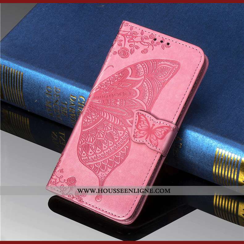Housse Huawei P Smart Cuir Protection Jeunesse Rose Téléphone Portable Coque Papillon