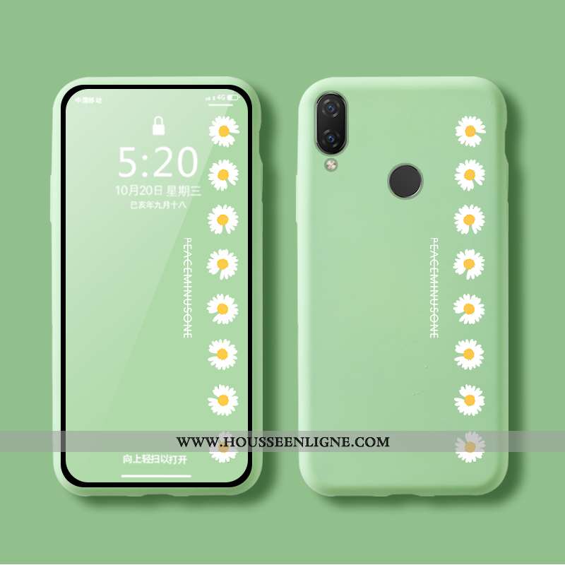 Housse Huawei P Smart+ Protection Fluide Doux Silicone Désign Coque Vert Amoureux Verte