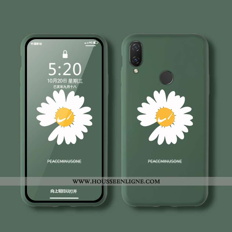 Housse Huawei P Smart+ Protection Fluide Doux Silicone Désign Coque Vert Amoureux Verte