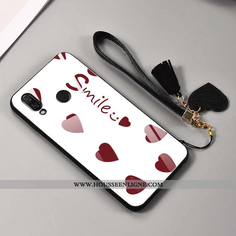 Housse Huawei P Smart+ Protection Verre Tendance Téléphone Portable Amour Simple Tout Compris Blanch