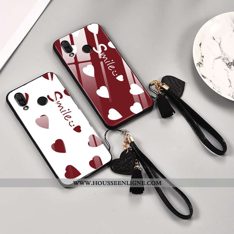 Housse Huawei P Smart+ Protection Verre Tendance Téléphone Portable Amour Simple Tout Compris Blanch