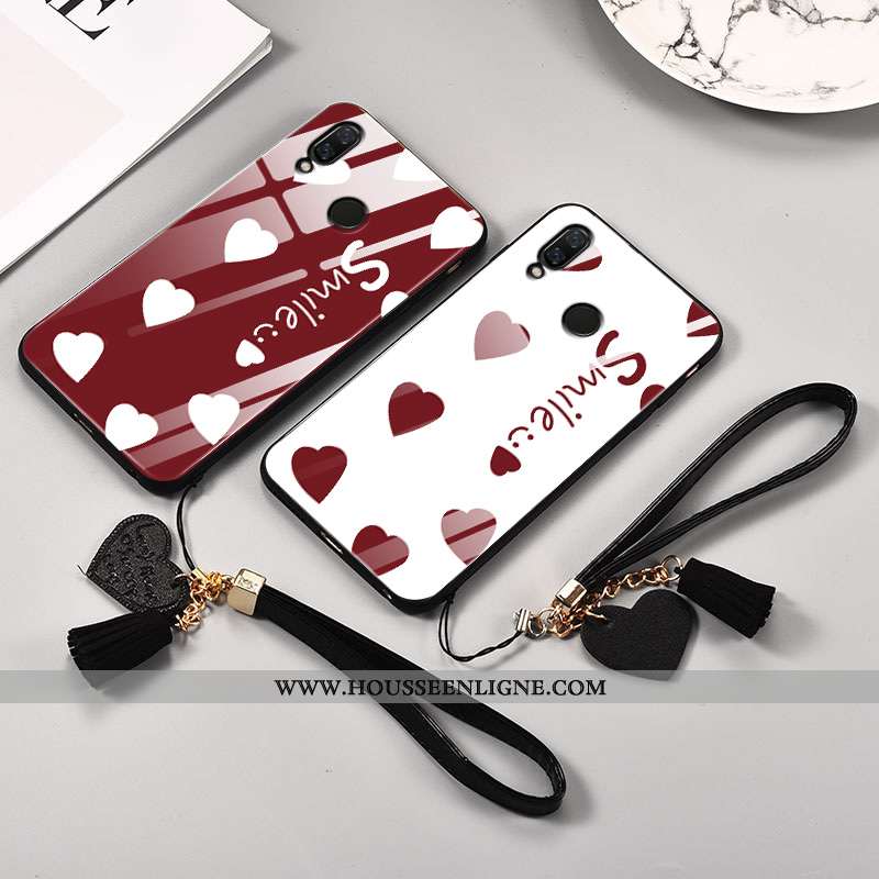 Housse Huawei P Smart+ Protection Verre Tendance Téléphone Portable Amour Simple Tout Compris Blanch