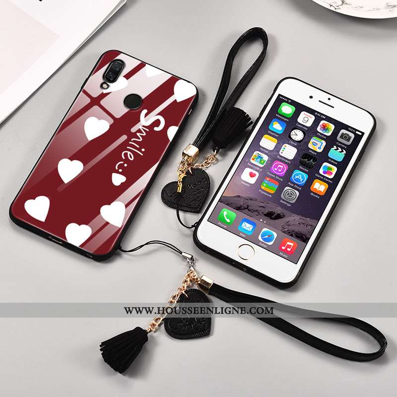 Housse Huawei P Smart+ Protection Verre Tendance Téléphone Portable Amour Simple Tout Compris Blanch