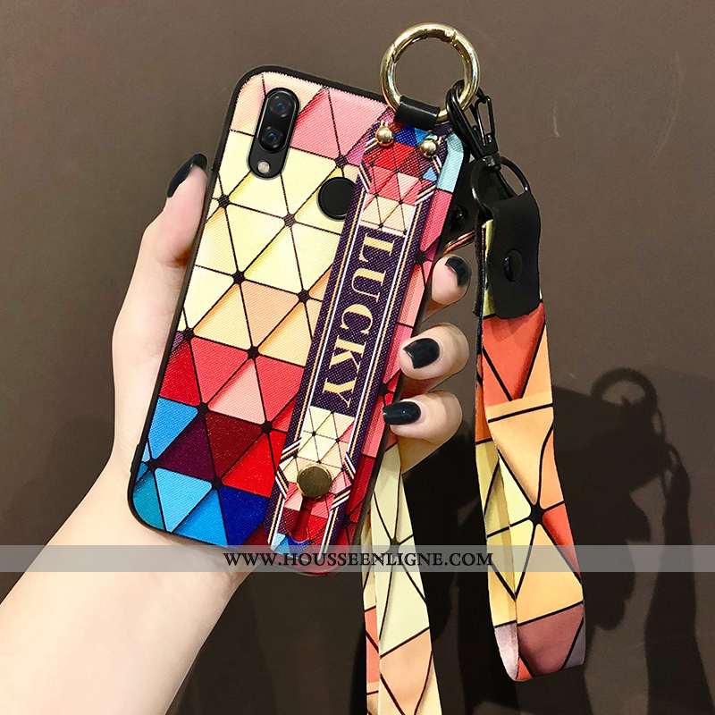 Housse Huawei P Smart+ Silicone Personnalité Tendance Multicolore Coque Losange Tout Compris Coloré