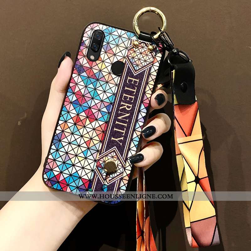 Housse Huawei P Smart+ Silicone Personnalité Tendance Multicolore Coque Losange Tout Compris Coloré