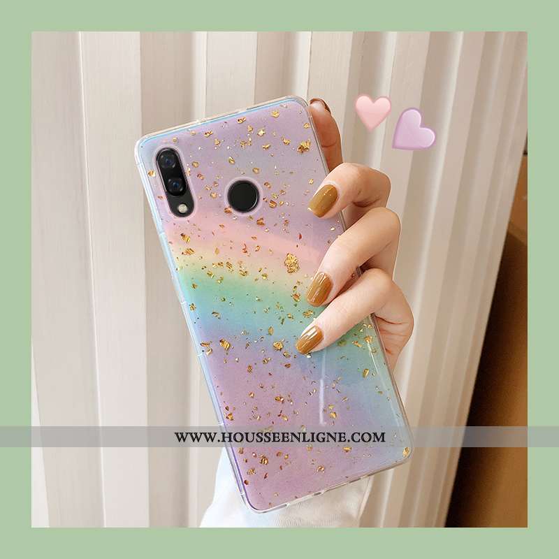 Housse Huawei P Smart+ Silicone Protection Coque Arc En Ciel Étui Net Rouge Multicolore Coloré