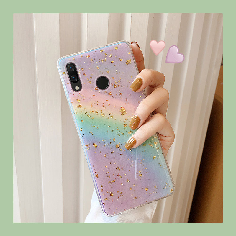 Housse Huawei P Smart+ Silicone Protection Coque Arc En Ciel Étui Net Rouge Multicolore Coloré