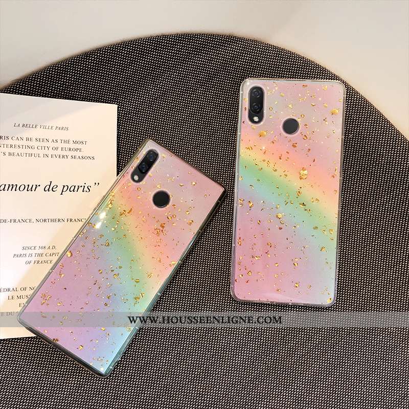 Housse Huawei P Smart+ Silicone Protection Coque Arc En Ciel Étui Net Rouge Multicolore Coloré