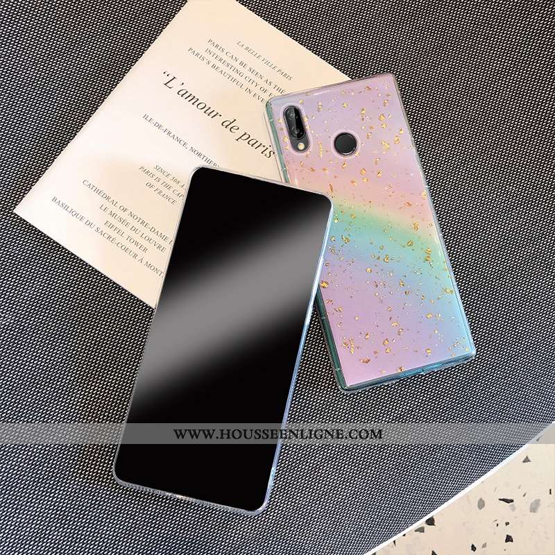 Housse Huawei P Smart+ Silicone Protection Coque Arc En Ciel Étui Net Rouge Multicolore Coloré