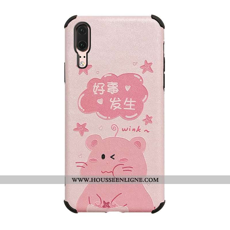 Housse Huawei P20 Fluide Doux Mode Bordure Charmant Téléphone Portable Tendance Étui Rose