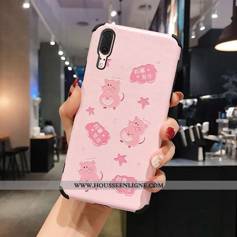 Housse Huawei P20 Fluide Doux Mode Bordure Charmant Téléphone Portable Tendance Étui Rose