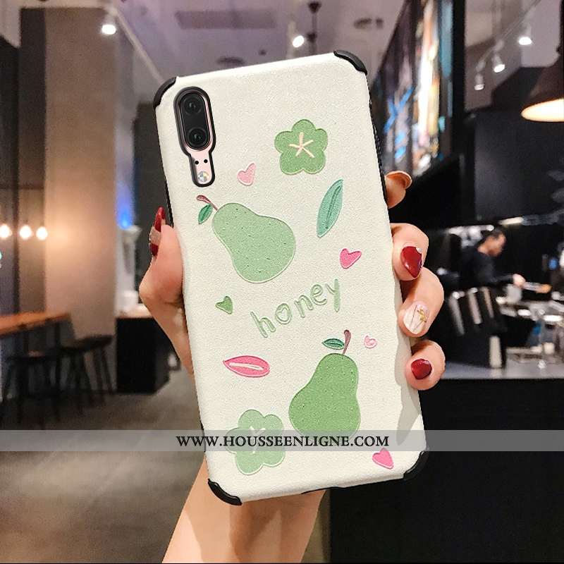 Housse Huawei P20 Fluide Doux Mode Bordure Charmant Téléphone Portable Tendance Étui Rose