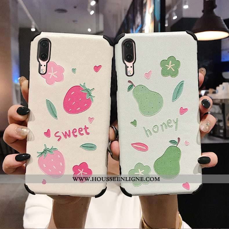 Housse Huawei P20 Fluide Doux Mode Bordure Charmant Téléphone Portable Tendance Étui Rose
