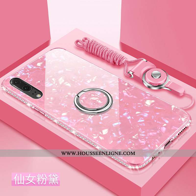 Housse Huawei P20 Fluide Doux Silicone Coque Rose Verre Difficile Protection