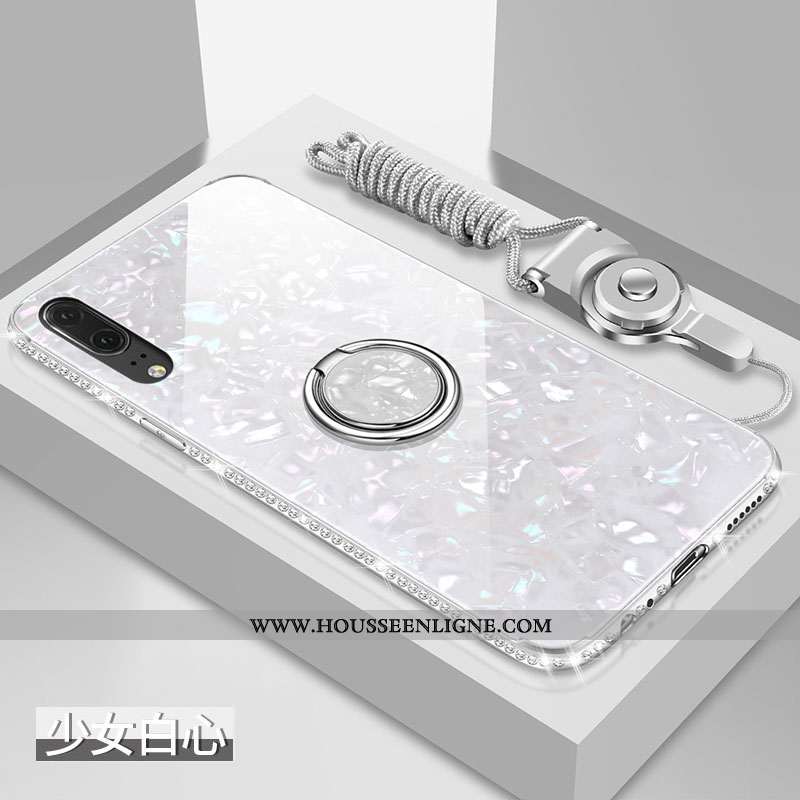 Housse Huawei P20 Fluide Doux Silicone Coque Rose Verre Difficile Protection