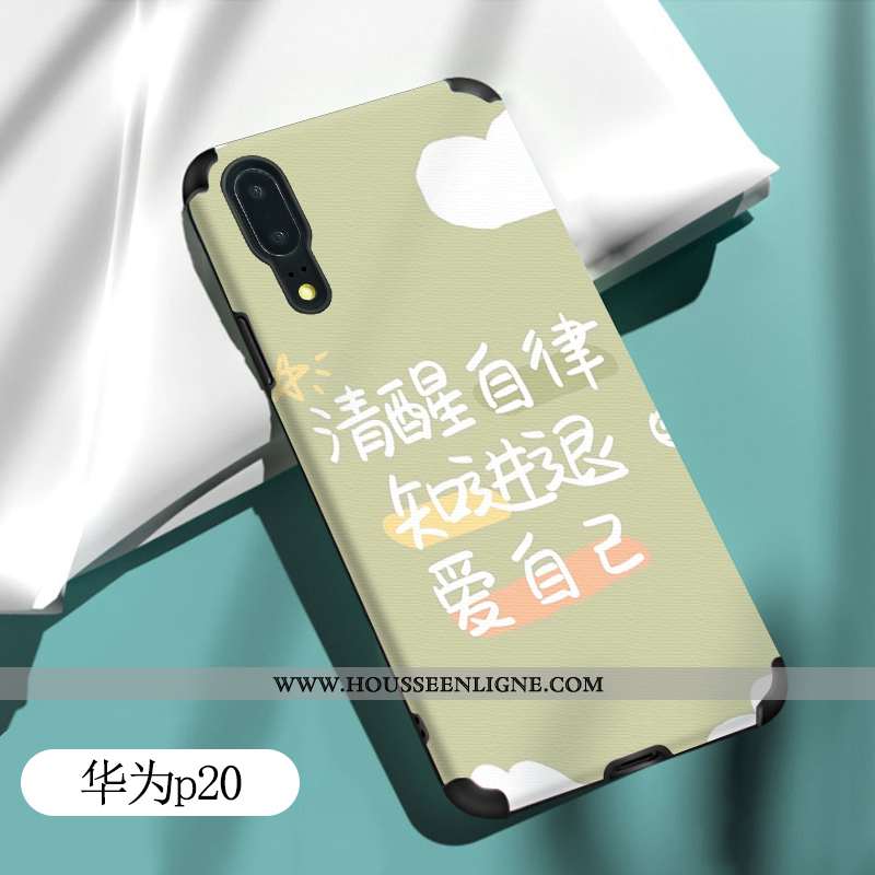 Housse Huawei P20 Fluide Doux Silicone Coque Tout Compris Charmant Étui Légère Verte