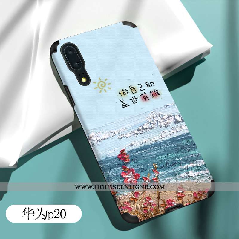 Housse Huawei P20 Fluide Doux Silicone Coque Tout Compris Charmant Étui Légère Verte