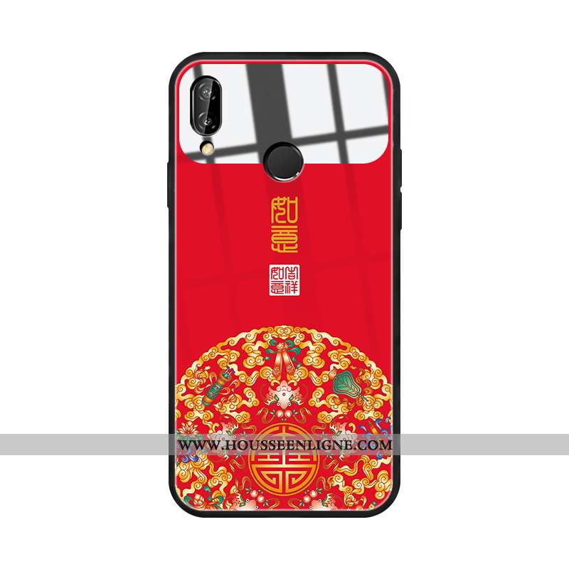 Housse Huawei P20 Lite Charmant Protection Tout Compris Dessin Animé Verre Net Rouge Tempérer