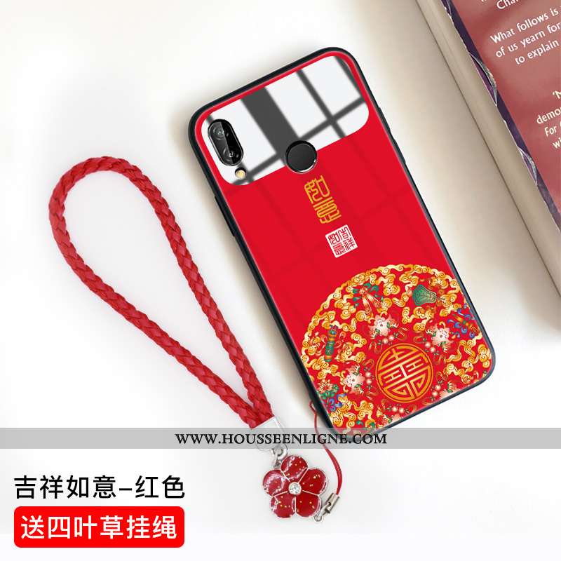 Housse Huawei P20 Lite Charmant Protection Tout Compris Dessin Animé Verre Net Rouge Tempérer