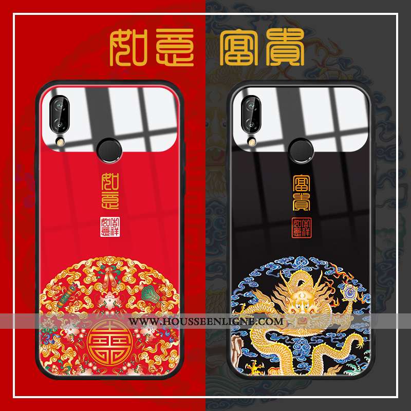 Housse Huawei P20 Lite Charmant Protection Tout Compris Dessin Animé Verre Net Rouge Tempérer