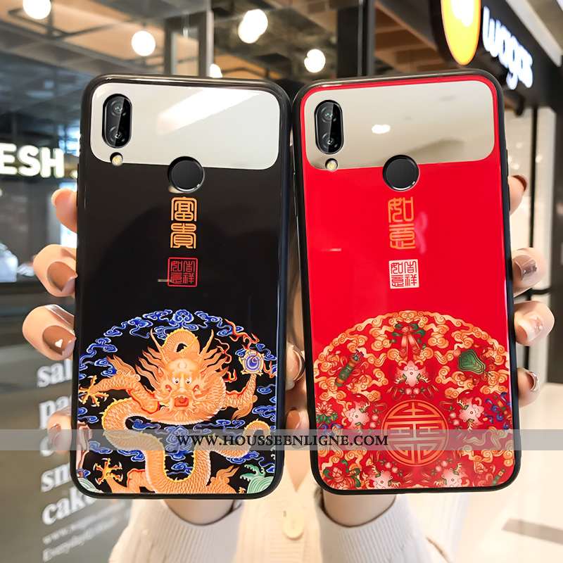 Housse Huawei P20 Lite Charmant Protection Tout Compris Dessin Animé Verre Net Rouge Tempérer