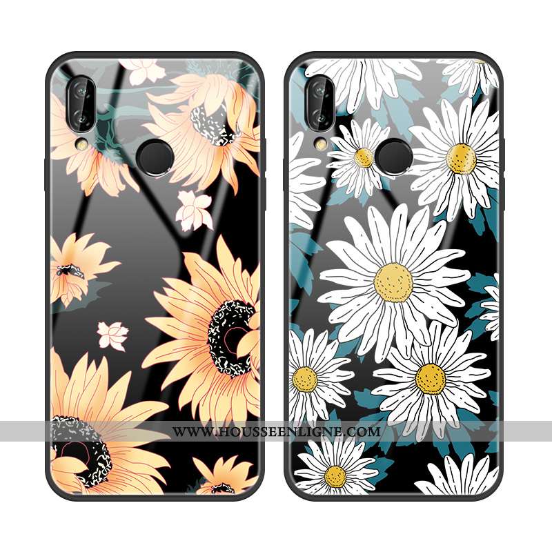 Housse Huawei P20 Lite Personnalité Tendance Tout Compris Verre Tournesol Coque Étui Noir
