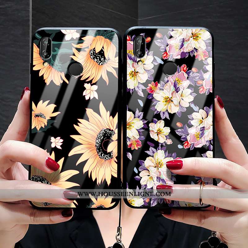 Housse Huawei P20 Lite Personnalité Tendance Tout Compris Verre Tournesol Coque Étui Noir