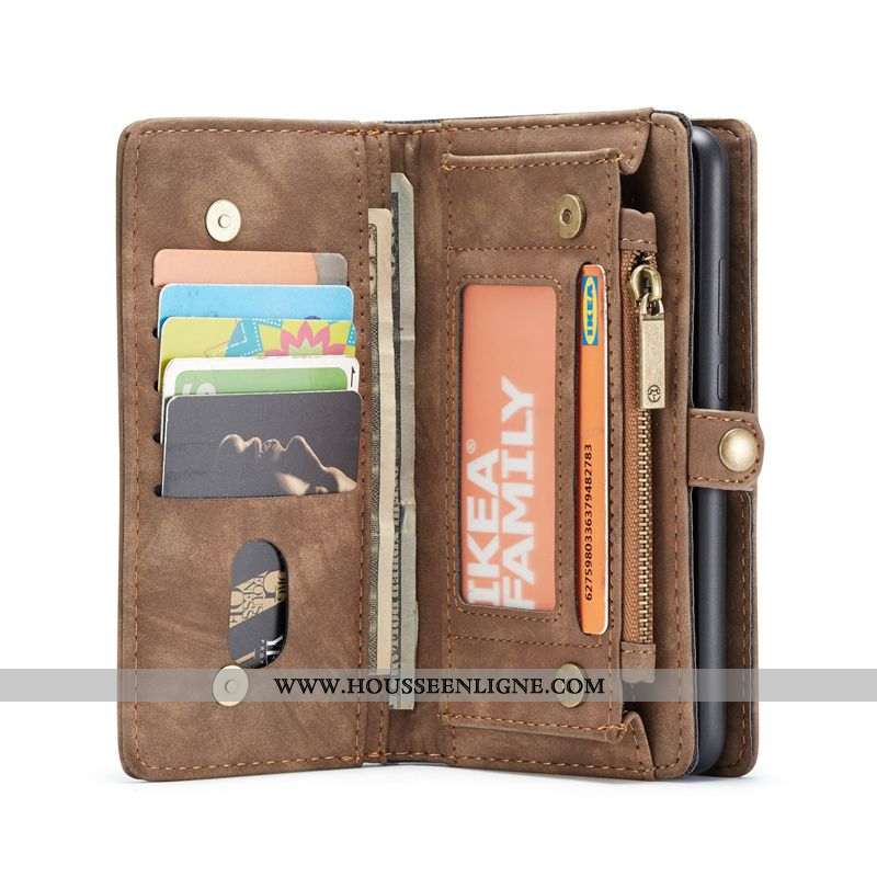 Housse Huawei P20 Lite Protection Portefeuille Cuir Téléphone Portable Sac Carte Vin Rouge Coque Bor