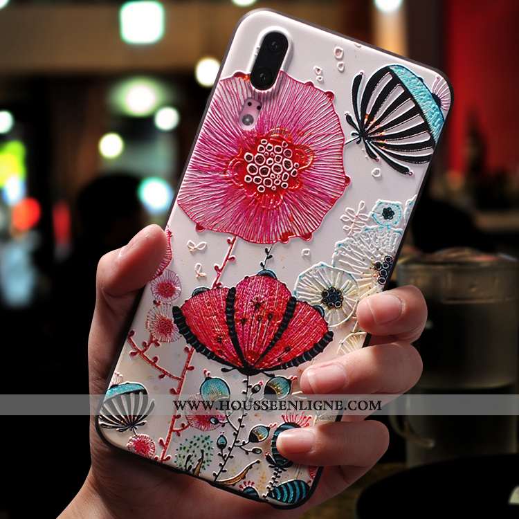 Housse Huawei P20 Légère Silicone Tendance Délavé En Daim Étui Téléphone Portable Protection Rose
