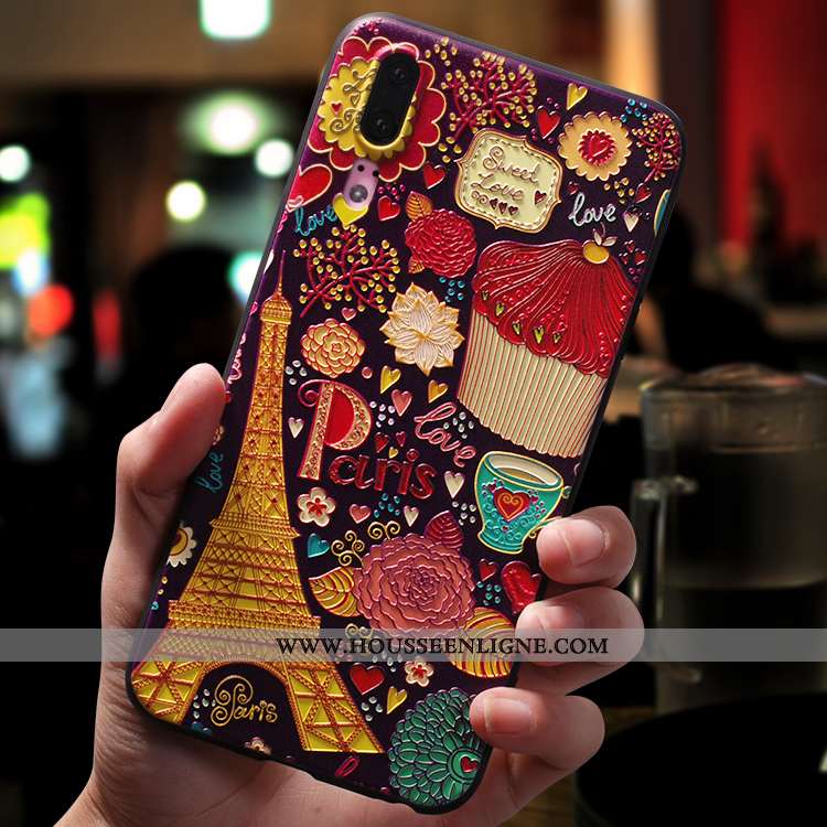 Housse Huawei P20 Légère Silicone Tendance Délavé En Daim Étui Téléphone Portable Protection Rose