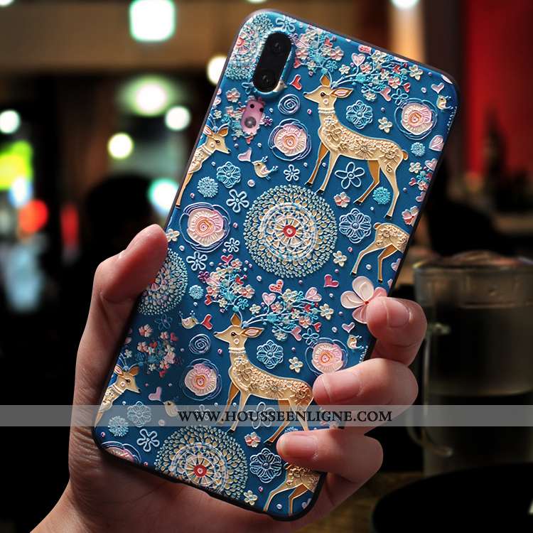 Housse Huawei P20 Légère Silicone Tendance Délavé En Daim Étui Téléphone Portable Protection Rose