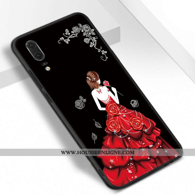 Housse Huawei P20 Ornements Suspendus Fluide Doux Silicone Rouge Téléphone Portable Protection Coque
