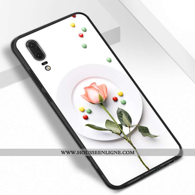 Housse Huawei P20 Ornements Suspendus Fluide Doux Silicone Rouge Téléphone Portable Protection Coque
