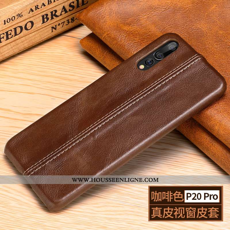Housse Huawei P20 Pro Délavé En Daim Manuel Téléphone Portable Cuir Haut Protection Étui Cuir Marron