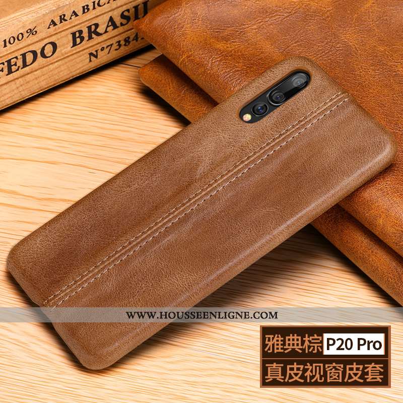 Housse Huawei P20 Pro Délavé En Daim Manuel Téléphone Portable Cuir Haut Protection Étui Cuir Marron