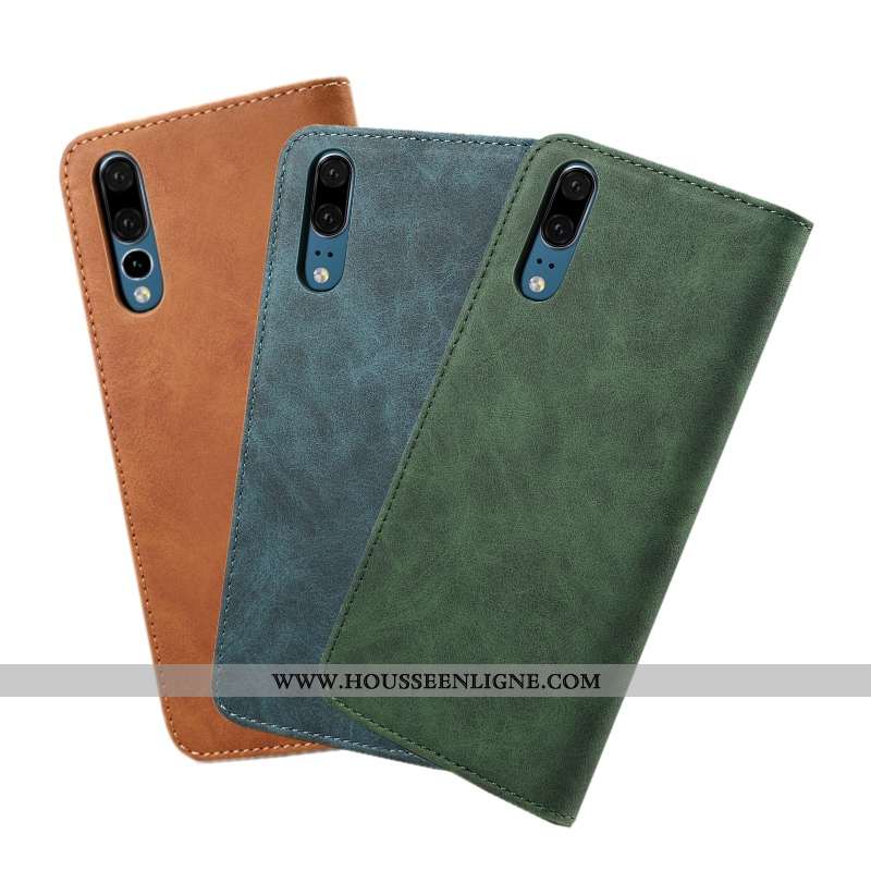Housse Huawei P20 Protection Cuir Étui Vert Tout Compris Coque Téléphone Portable Armée Verte