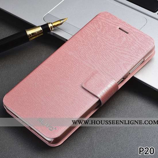 Housse Huawei P20 Tendance Cuir Rose Incassable Difficile Protection Étui