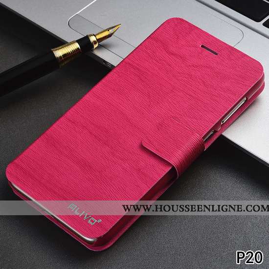 Housse Huawei P20 Tendance Cuir Rose Incassable Difficile Protection Étui