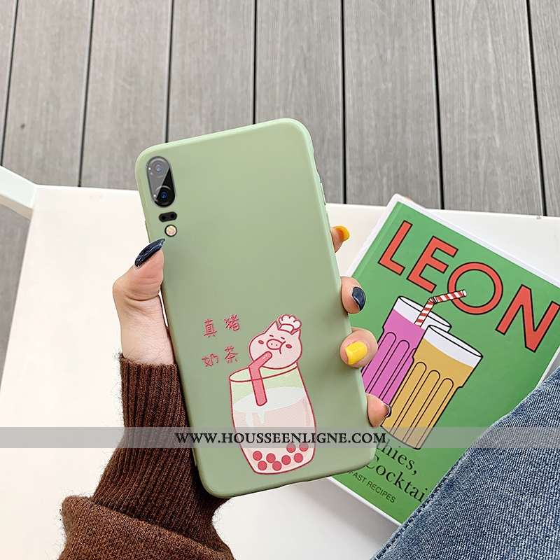 Housse Huawei P20 Tendance Fluide Doux Téléphone Portable Vert Tout Compris Incassable Étui Verte