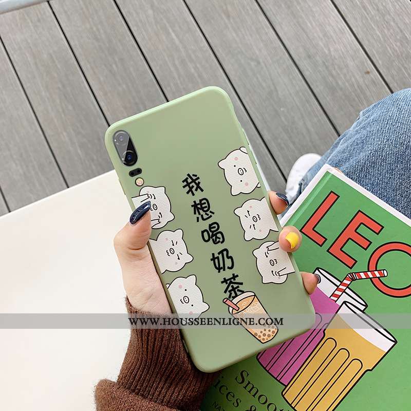 Housse Huawei P20 Tendance Fluide Doux Téléphone Portable Vert Tout Compris Incassable Étui Verte