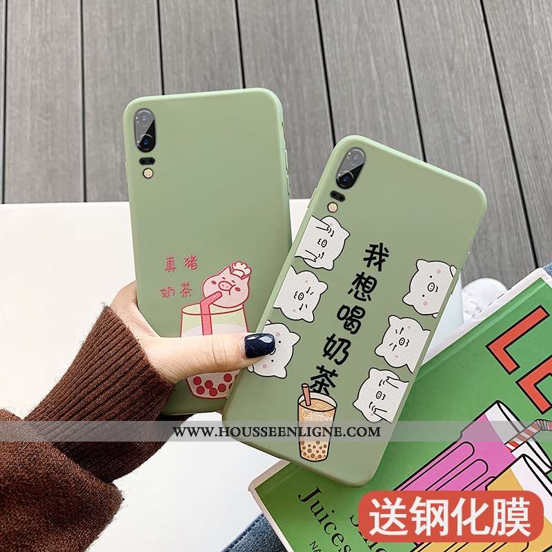 Housse Huawei P20 Tendance Fluide Doux Téléphone Portable Vert Tout Compris Incassable Étui Verte